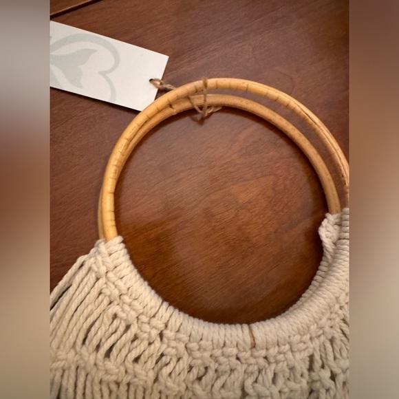 Wood and Crochet handbag purse round handle Oceanista purse new - Picture 2 of 8